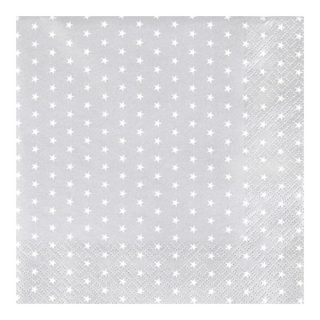 20 SERVILLETAS DE PAPEL - GRIS ESTRELLAS