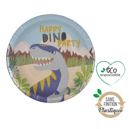 6 PLATOS DESECHABLES DINOSAURIO - BAMBU