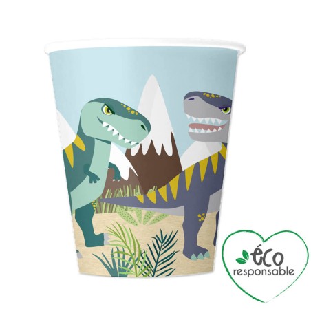 6 VASOS DE CARTÓN - DINO FIESTA