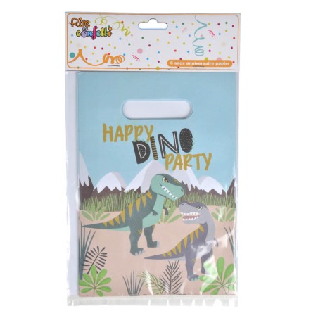 6 BOLSAS DE PAPEL - DINO FIESTA