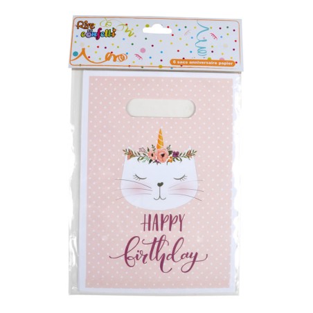 6 BOLSAS DE PAPEL - CORONA BIRTHDAY