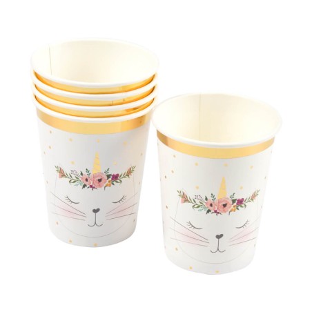 6 VASOS DE CARTÓN - GATO BOHO