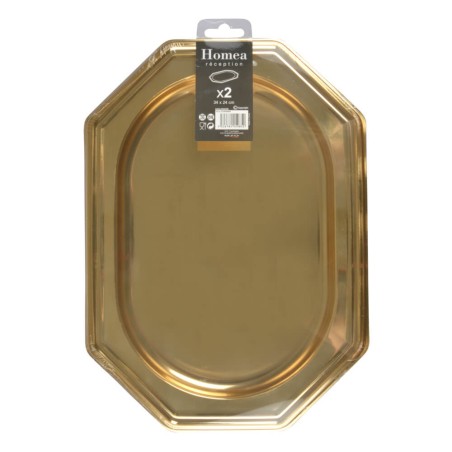 2 BANDEJAS PLÁSTICO ORO 34.5X24.5CM