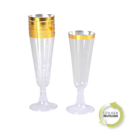 6 COPAS CHAMPAN PVC ORO