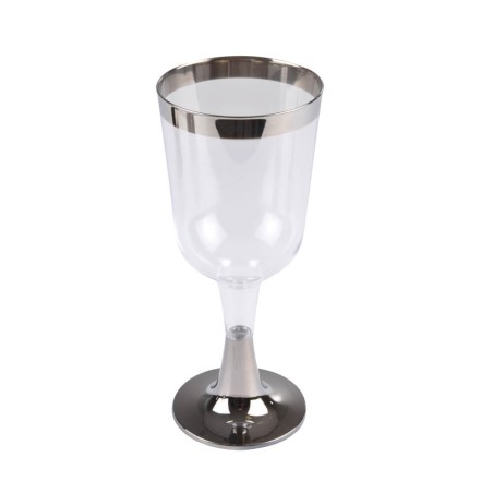 6 COPAS DE VINO PVC PLATA