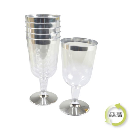 6 COPAS DE VINO PVC PLATA