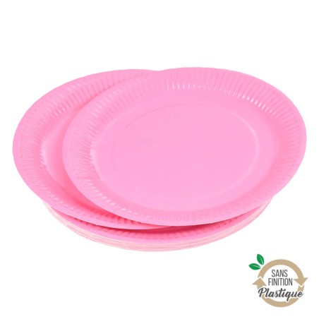 20 PLATOS CARTON ROSAS 23CM