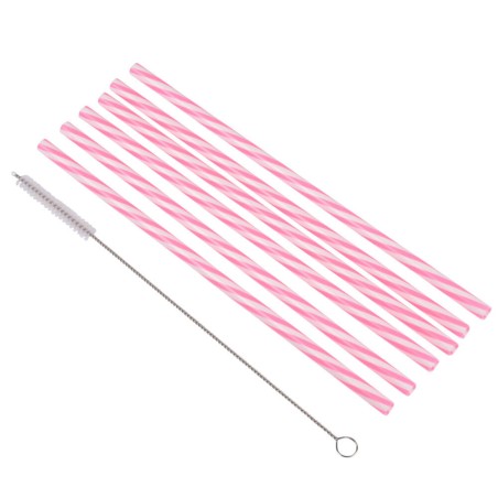 6 PAJITAS ROSAS REUSABLES 