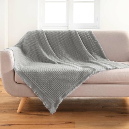 Manta gris flecos 125x150cm