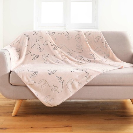 Manta rosa Faceline plata 125x150cm