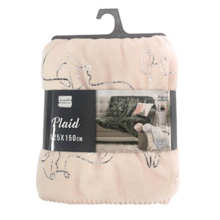 Manta rosa Faceline plata 125x150cm