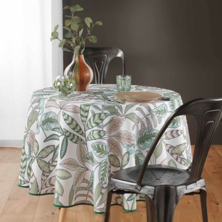 Mantel antimanchas hojas180cm