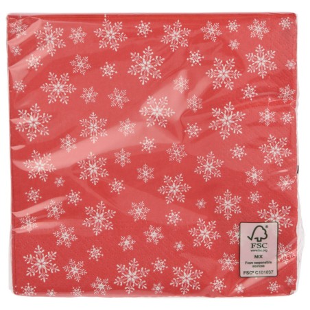 SERVILLETAS DE PAPEL NAVIDEÑAS - COPOS DE NIEVE 20UND