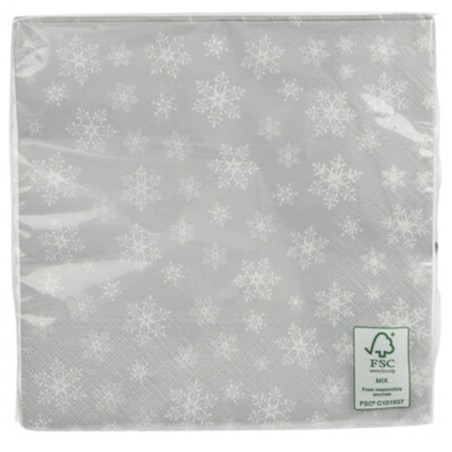 SERVILLETAS DE PAPEL NAVIDEÑAS - COPOS DE NIEVE 20UND