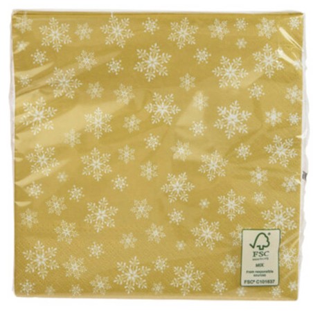 SERVILLETAS DE PAPEL NAVIDEÑAS - COPOS DE NIEVE 20UND