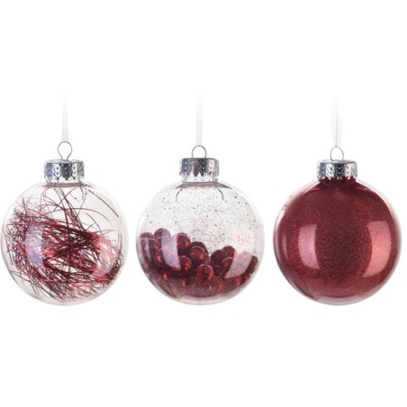 BOLA NAVIDAD ROJA - 8CM 3 DISEÑOS