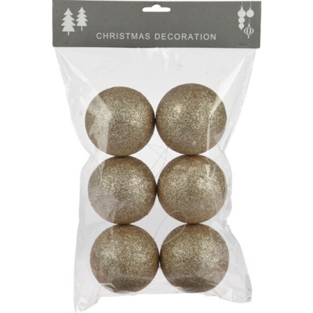 6 BOLAS DE NAVIDAD ORO/BRONCE