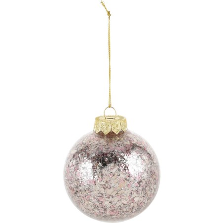 BOLA DE NAVIDAD CONFETI ROSA 8CM