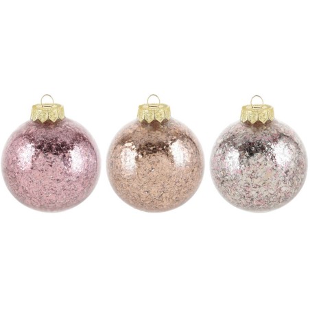 BOLA DE NAVIDAD CONFETI ROSA 8CM