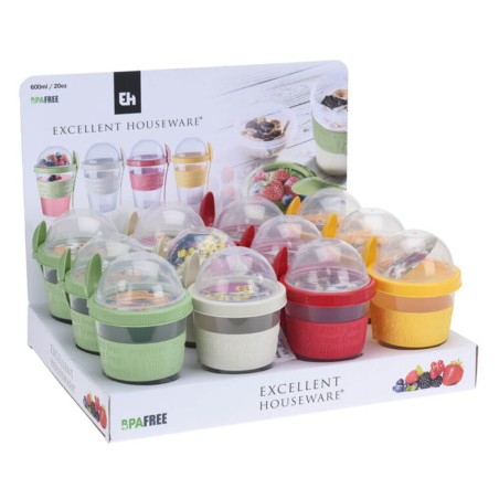 Recipiente yogurt con deposito para fruta 600ml