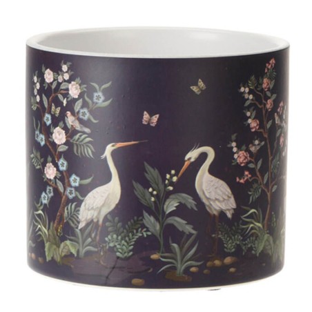 Macetero decorativo - cerámica aves 13.5x12.5cm