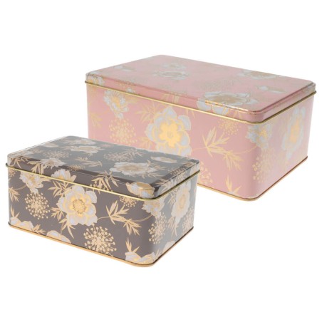 Caja lata rectangular flores - 20x13x8,5cm