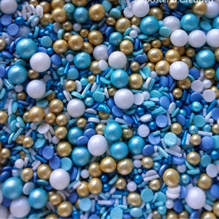SPRINKLES AZUL/BLANCO/ORO 90GR