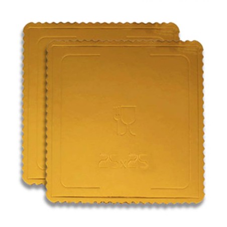 BASE PARA TARTA CUADRADA 25CM ORO 3MM