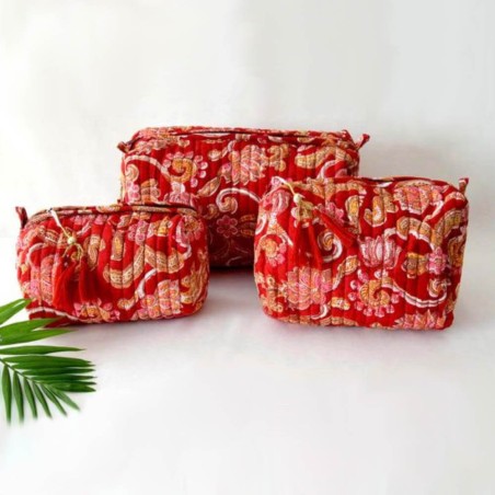 Neceser algodón rojo - 21x22cm