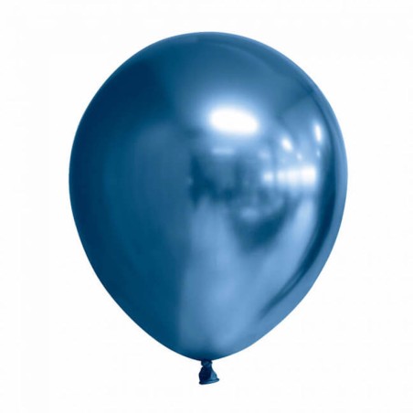 10 globos látex azul cromado 30cm