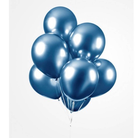 10 globos látex azul cromado 30cm