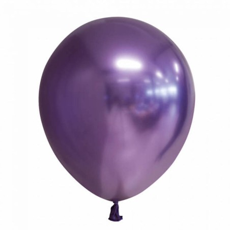 10 globos látex purpura cromado 30cm