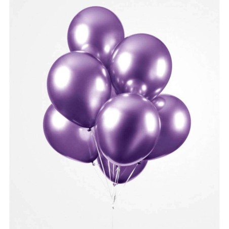10 globos látex purpura cromado 30cm