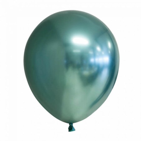 10 globos látex verde cromado 30cm