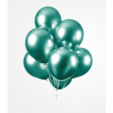 10 globos látex verde cromado 30cm