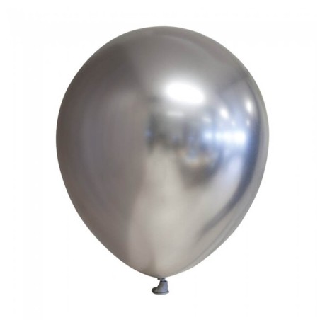 10 globos látex plata cromado 30cm