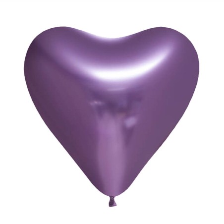 6 globos látex corazón purpura 30cm