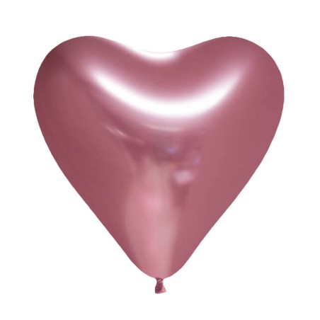 6 globos látex corazón rosa 30cm