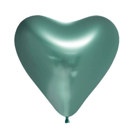 6 globos látex corazón verde 30cm