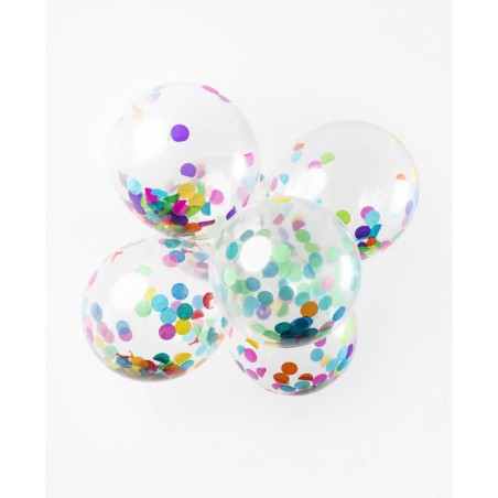 6 globos con confeti multicolor