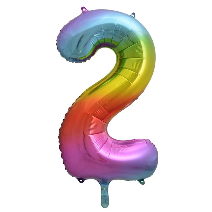 GLOBO NÚMERO 2 ARCOIRIS 86CM