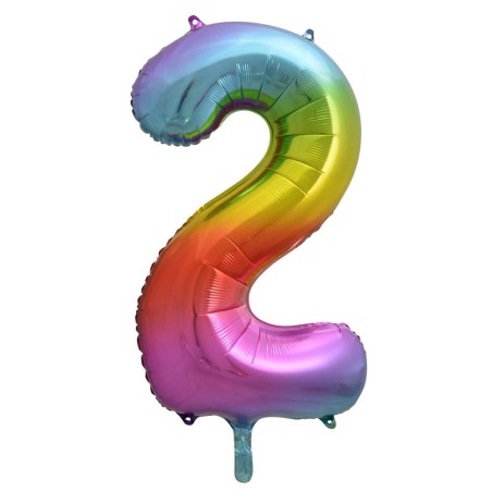 GLOBO NÚMERO 2 ARCOIRIS 86CM