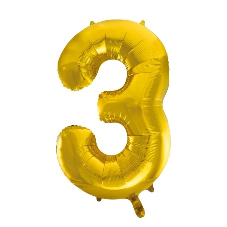 GLOBO NÚMERO 3 ORO 86CM
