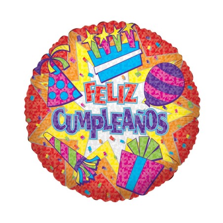 GLOBO FELIZ CUMPLEAÑOS - ESTRELLA FOIL