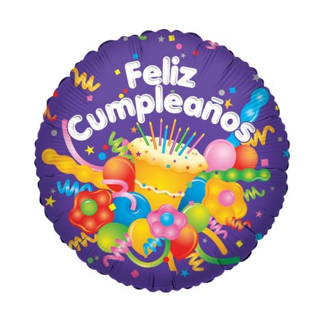 GLOBO FELILZ CUMPLEAÑOS - TARTA & SERPENTINA FOIL