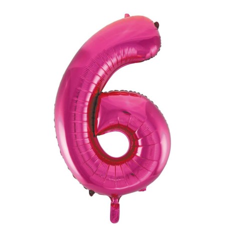 GLOBO NÚMERO 6 ROSA 86CM