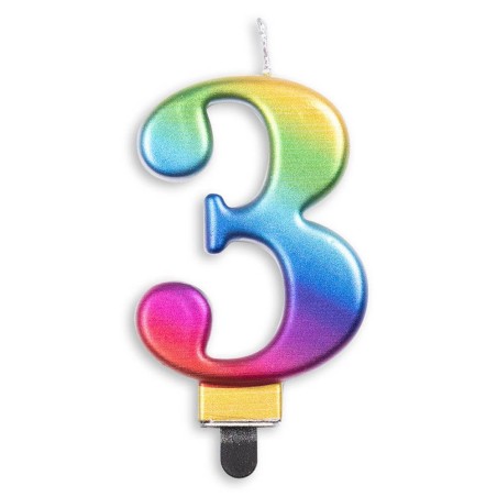 VELA CUMPLEAÑOS Nº 3 ARCOIRIS