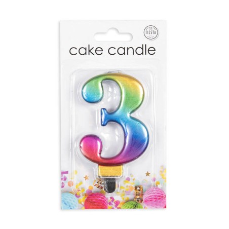 VELA CUMPLEAÑOS Nº 3 ARCOIRIS