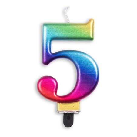 VELA CUMPLEAÑOS Nº 5 ARCOIRIS