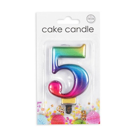 VELA CUMPLEAÑOS Nº 5 ARCOIRIS